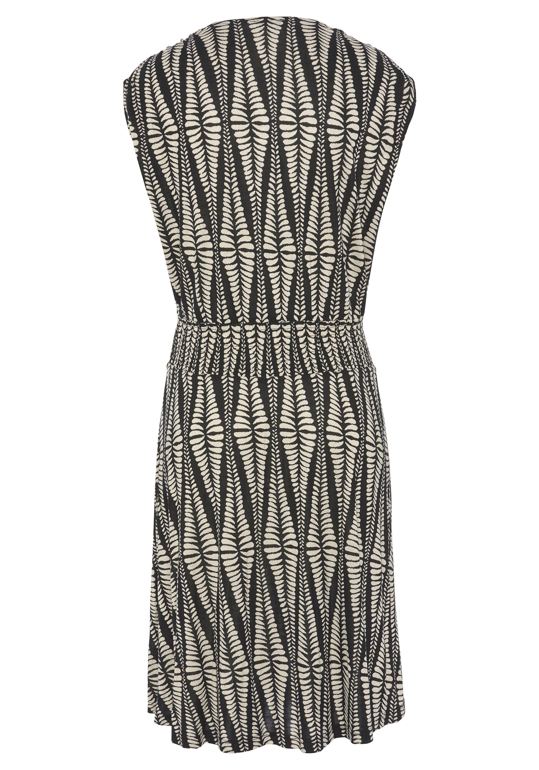 LASCANA Jerseykleid in schwarz-sand bedruckt
