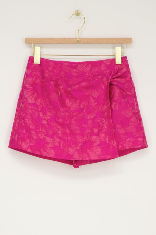 Roze jacquard skort met overslag
