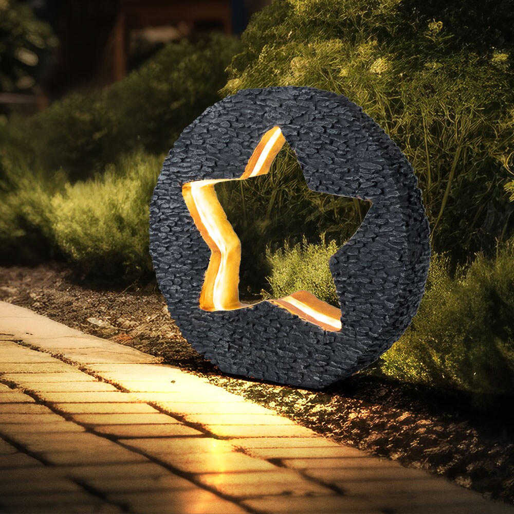 LED Solarleuchte, Stein-Stern Design, Gold,H 29,5 cm