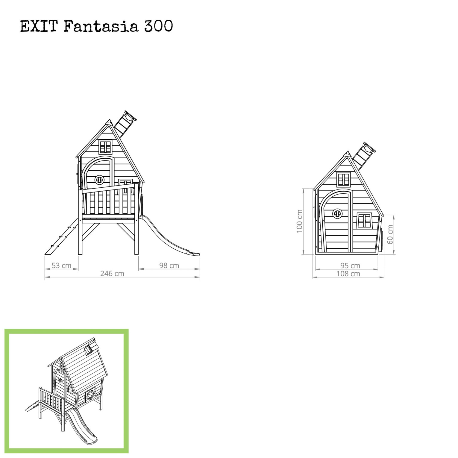 EXIT Fantasia 300 houten speelhuis - groen