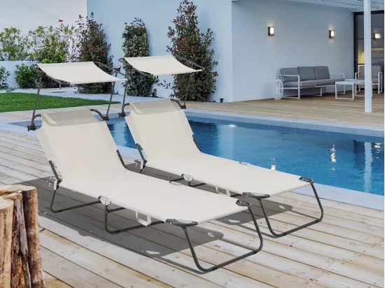 Lot de 2 bain de soleil pliable 