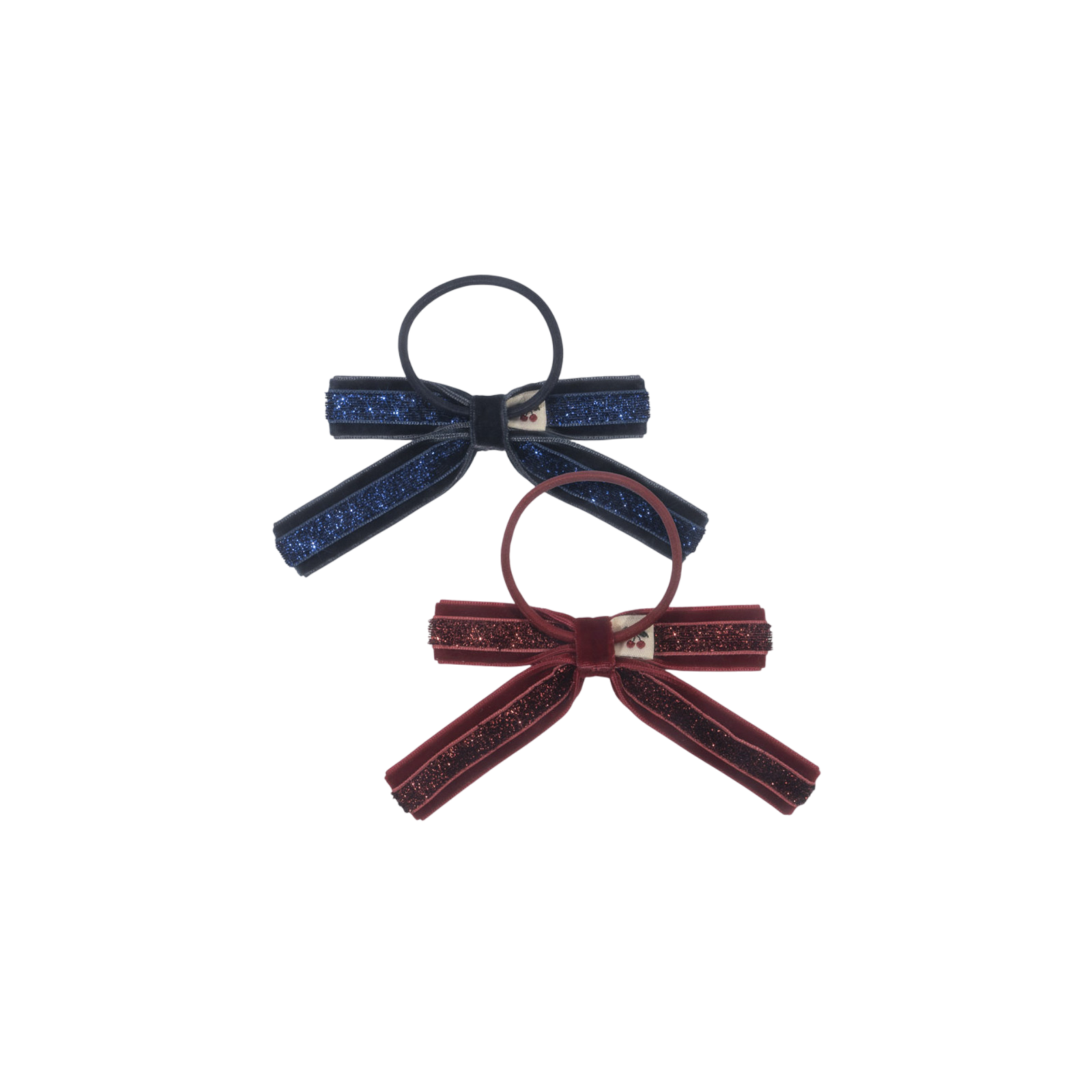 Haargummi 2er Set Velvet Bow Red Navy