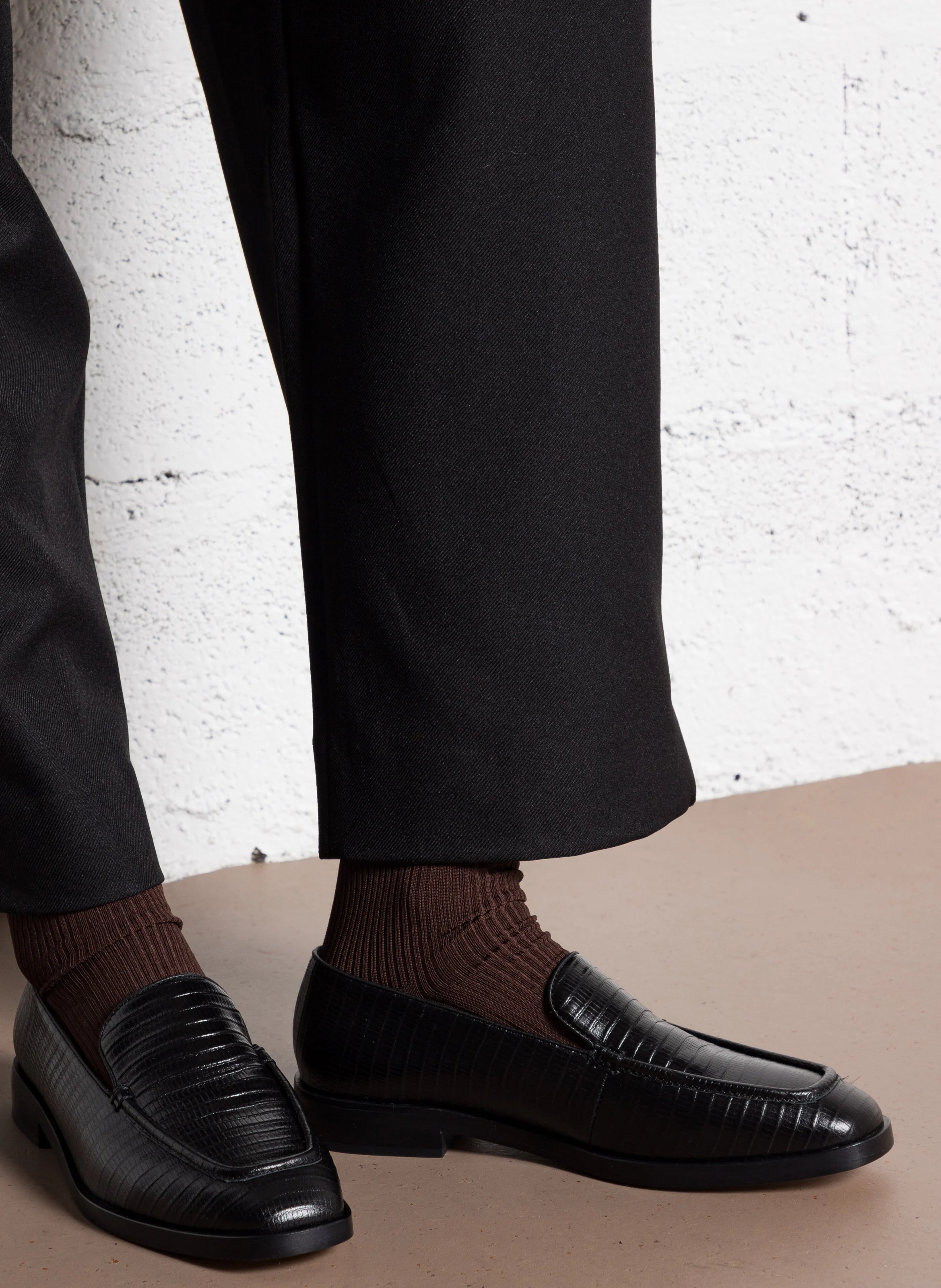 AALTO - Mocassins en cuir croco | Noir