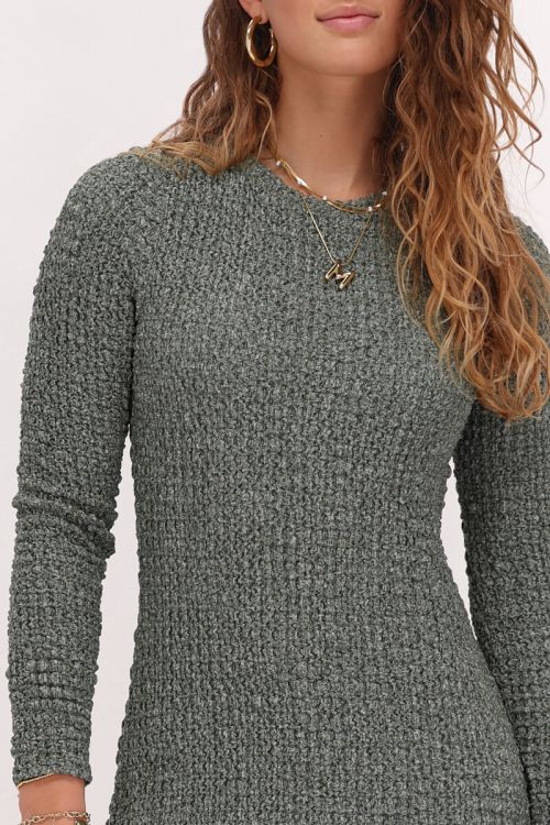 Groene maxi jurk met structuur & split
