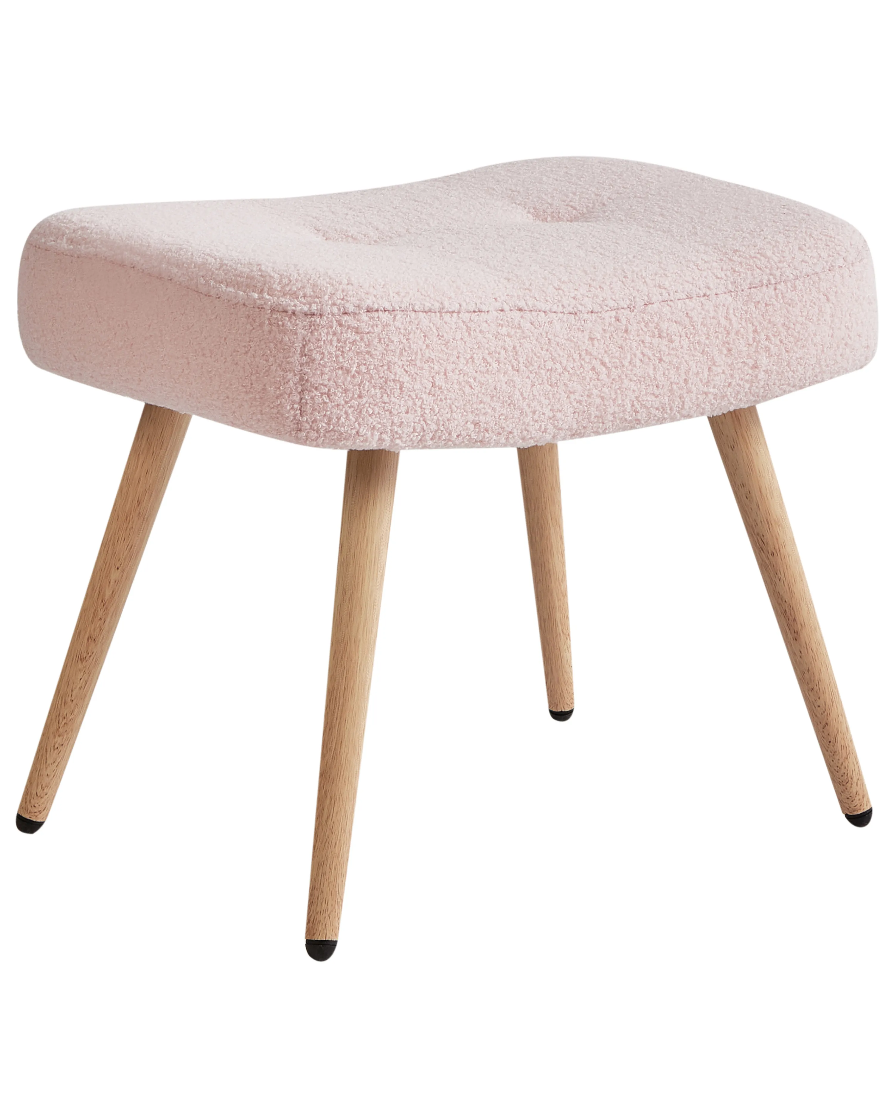 Oorfauteuil VEJLE met voetenbank Bouclé Pastelroze