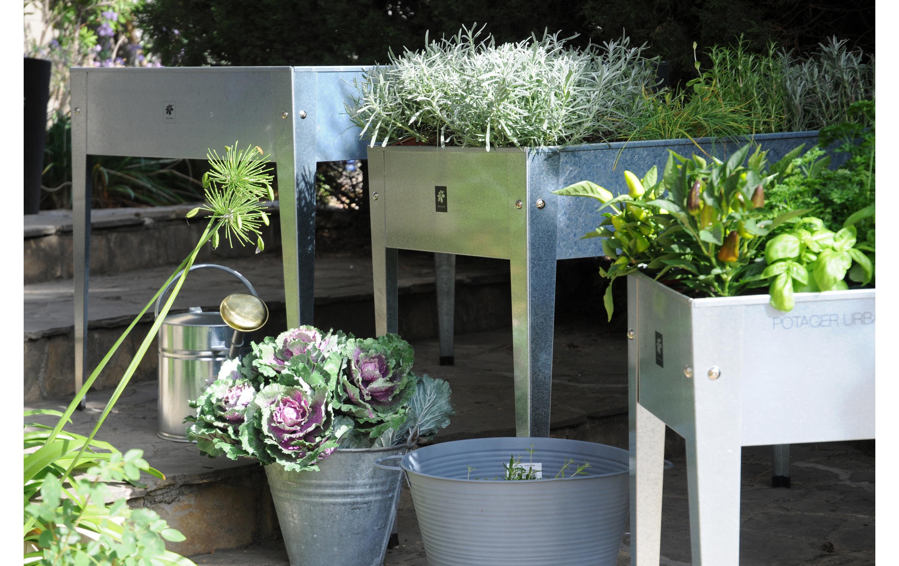 Hochbeet 100 x 40 x 84 cm Urban Garden Anthrazit<br>Pflanzgefäss (Hochbeet)