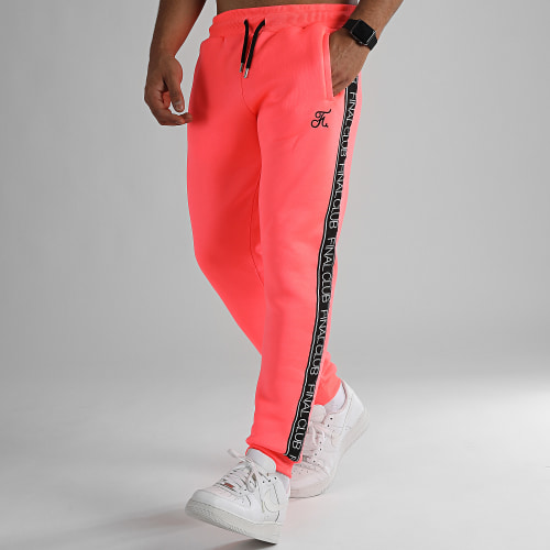 Pantalon Jogging A Bandes et Broderie 1000 Rose Fluo