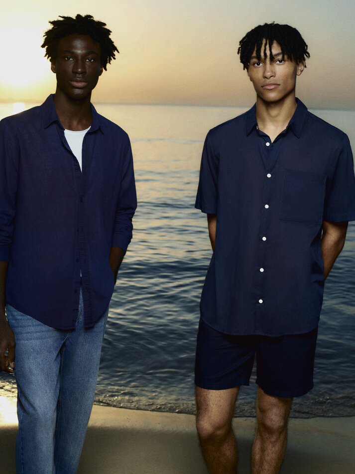 Camisa de manga curta - Azul-marinho