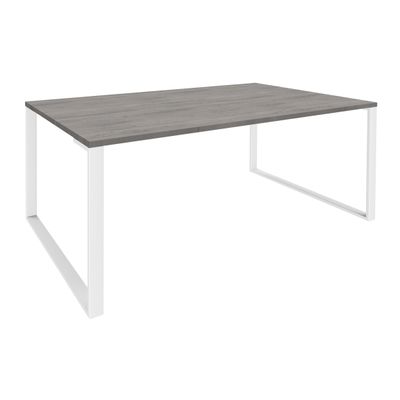 Bureau URBAN Manager - L180 x P100 x H72,5 cm - pieds blanc - plateau imitation chêne gris