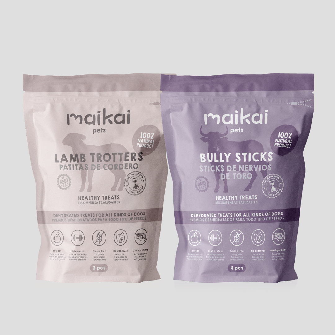 Pacote de Petiscos Naturais MAIKAI para Cães - Brinquedos Mastigáveis para Cães na Dieta BARF