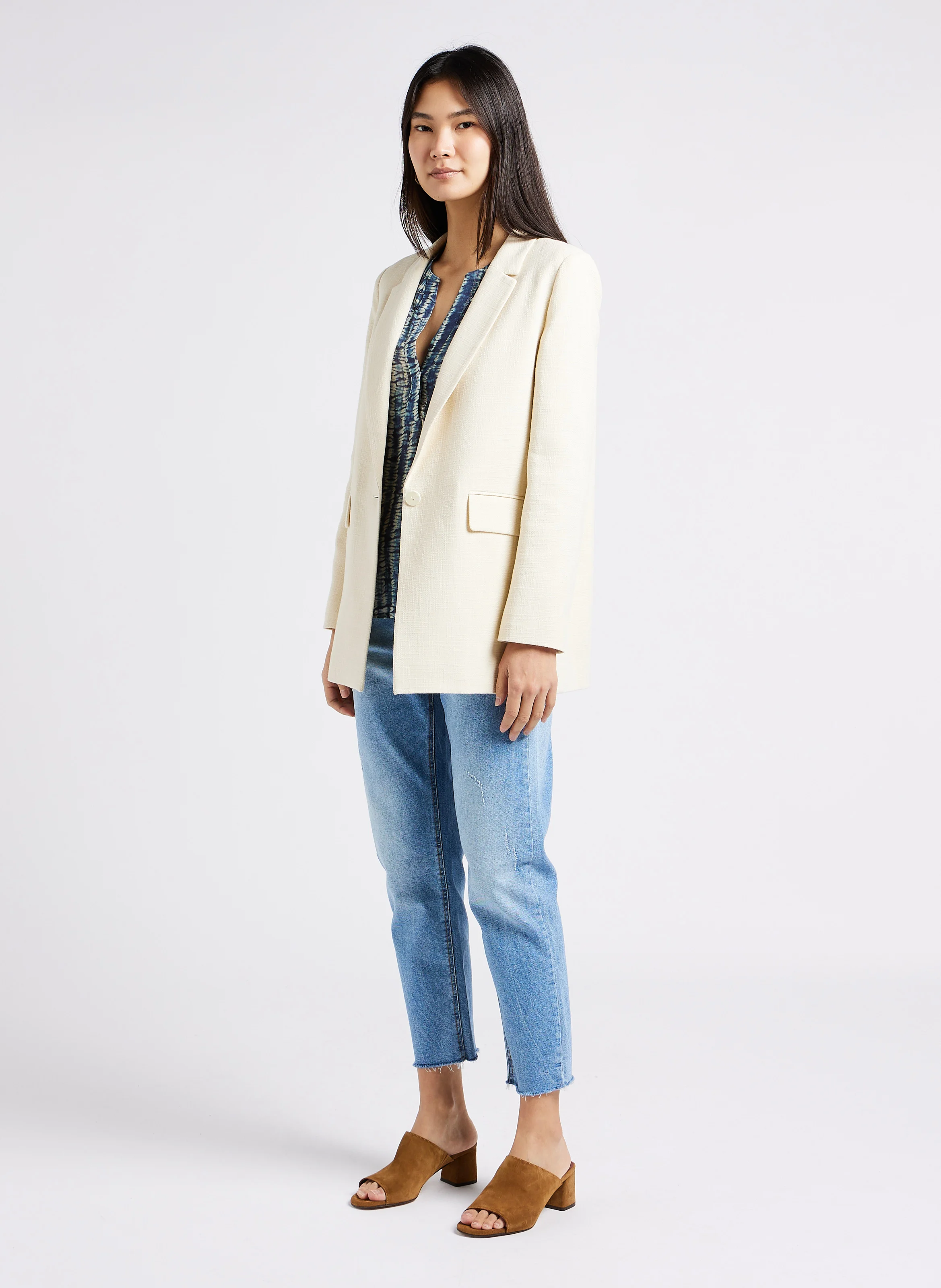 HORIZON 55 - Mules talons mi-hauts en cuir velours | Marron