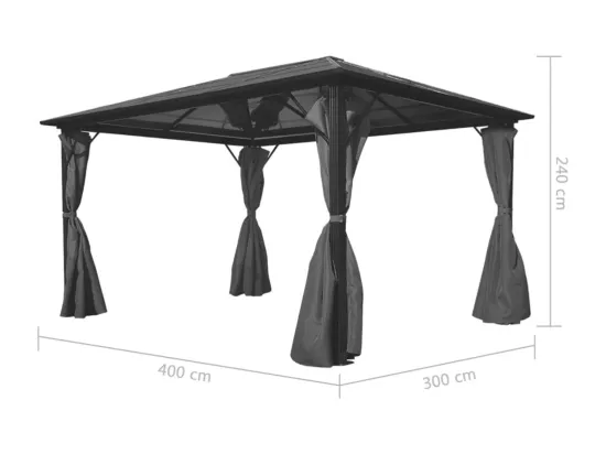 Chapiteau avec rideau Anthracite Aluminium 400 x 300 cm