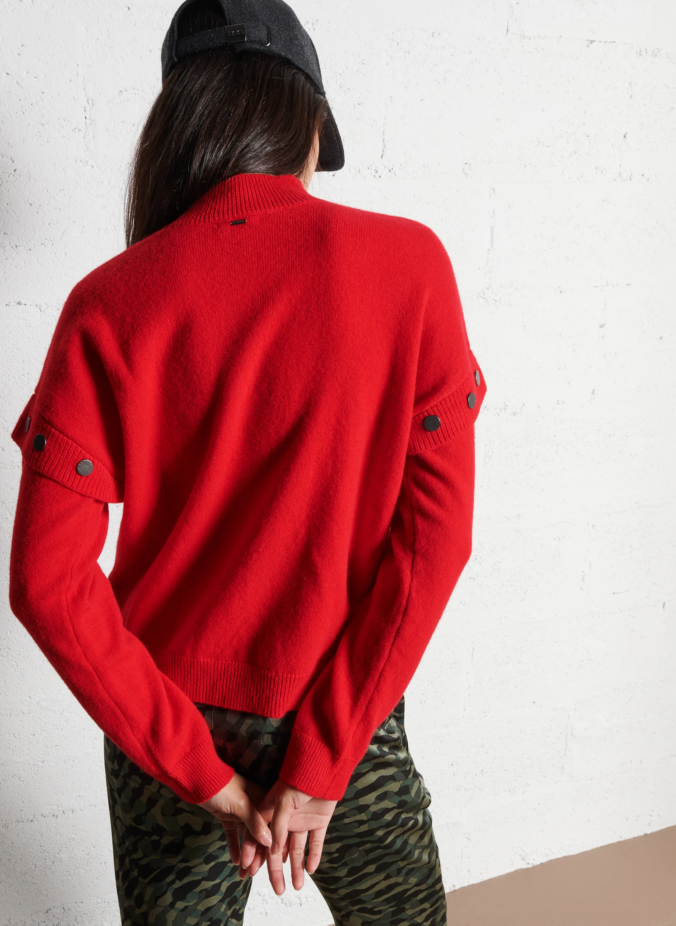 Pull droit en laine| Rouge