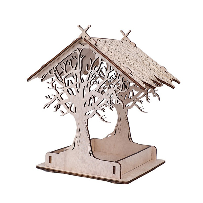(29x20x21cm) Holz Vogelhaus do it yourself Vogelhäuschen - Natur Braun