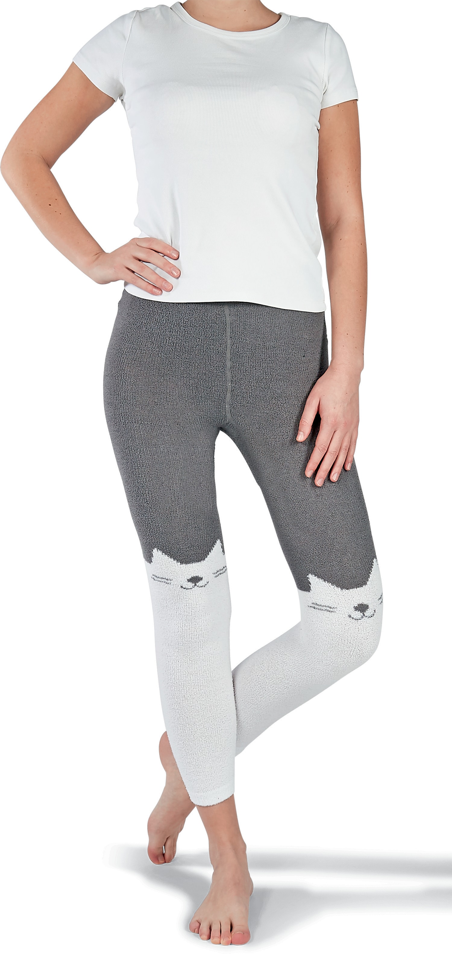Damen Kuschelleggings Grau Gr. S
