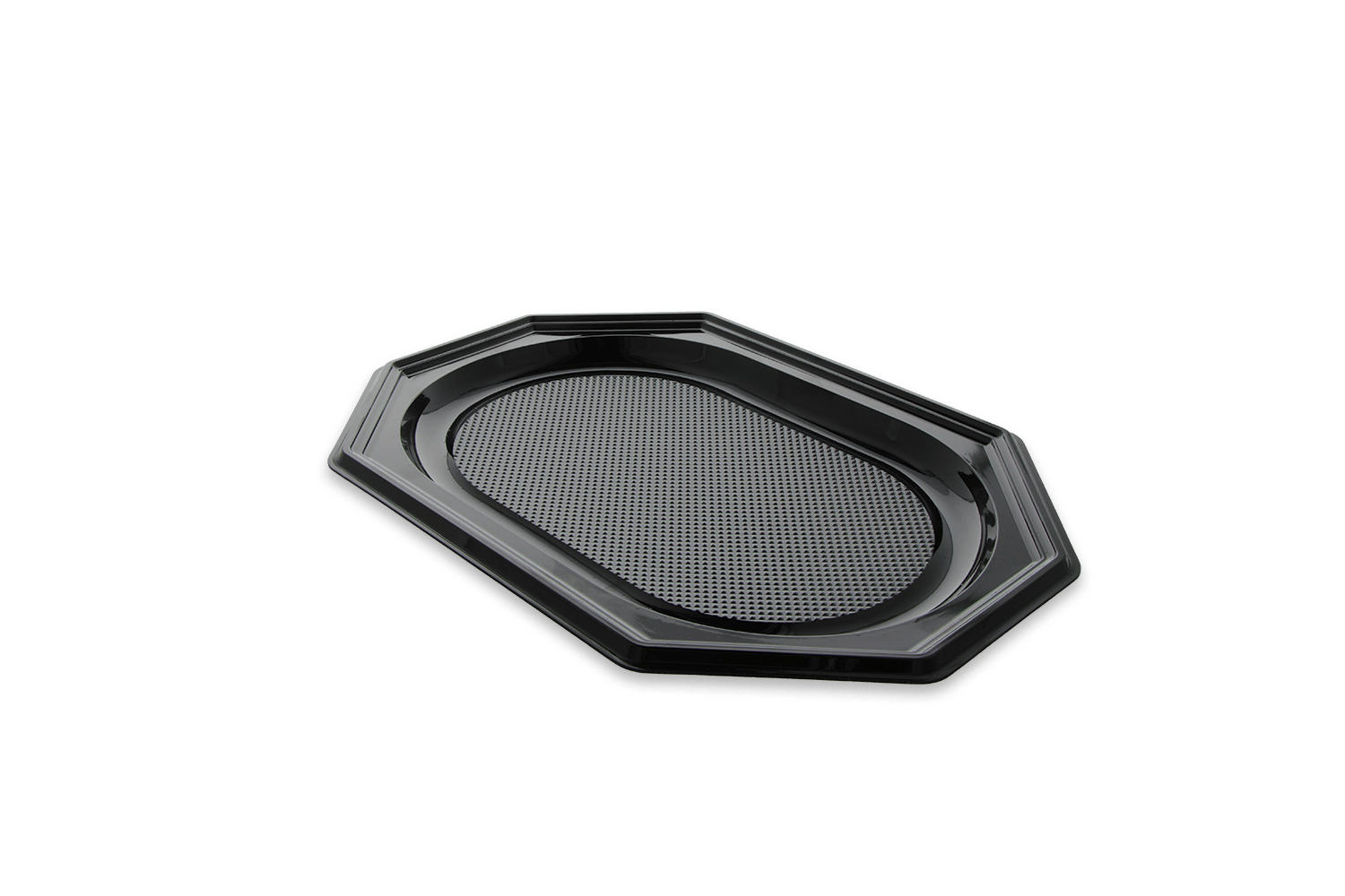 Catering schalen achthoekig 35cm zwart PET