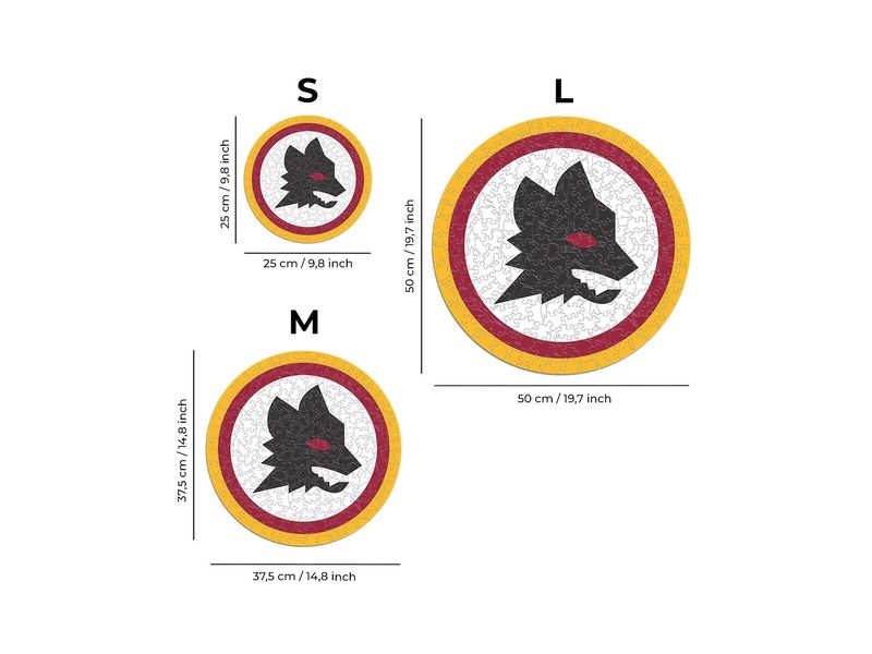 Iconic Puzzle AS Roma – Lupetto Logo Offiziell lizenziertes Holzpuzzle, Grösse M