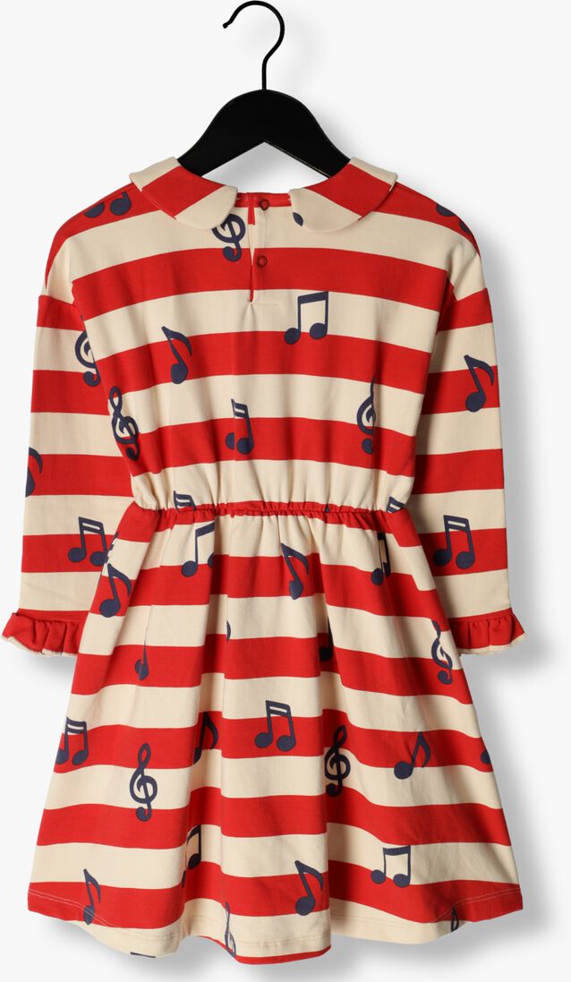 CARLIJNQ rode carlijnq midi jurk music notes - dress longsleeve ruffles