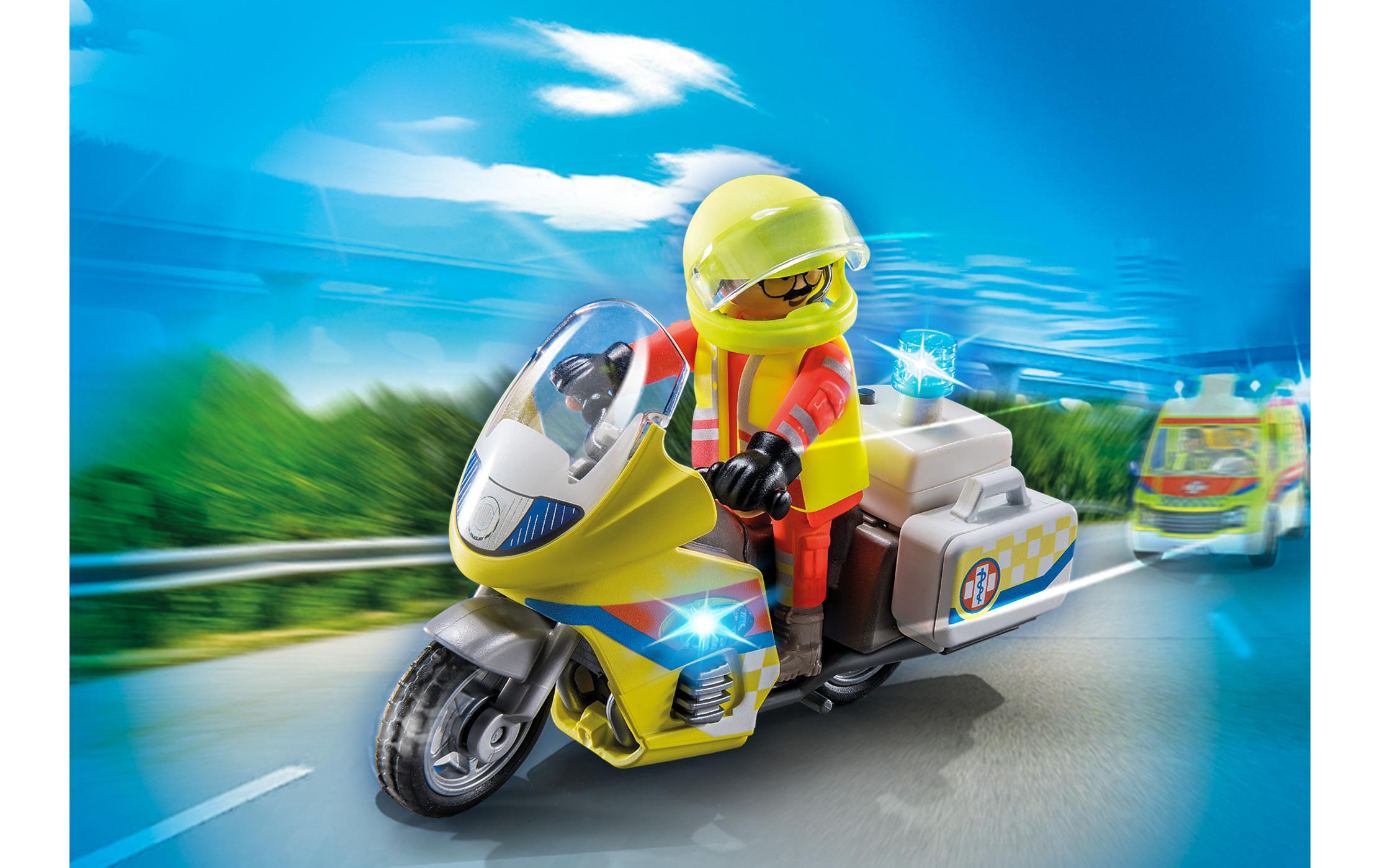 City Life Notarzt-Motorrad mit Blinklicht 71205Rettungshelfer-Spielset