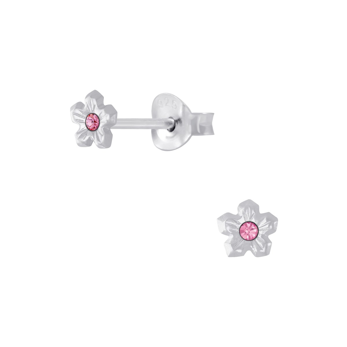 Boucles d'oreilles enfant Fleur en argent 925