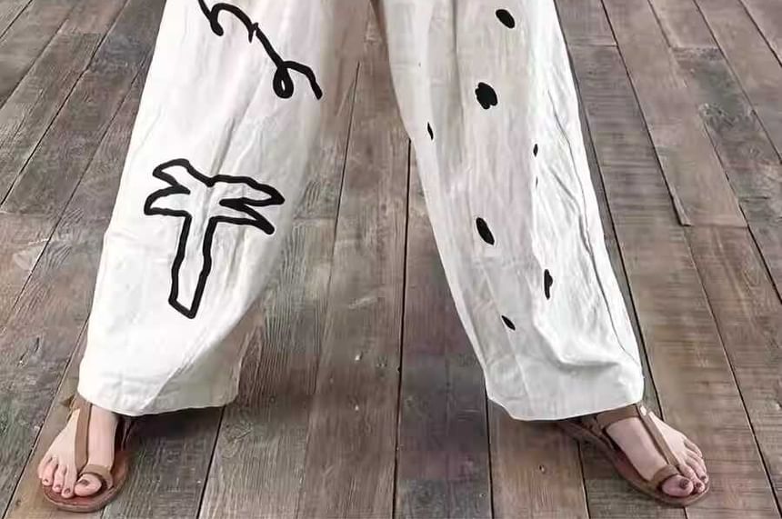 GOUB - Pyjamabroek met hoge taille en wijde pijpen