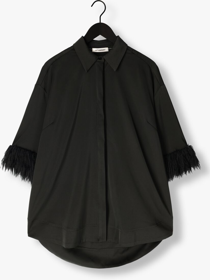 zwarte co'couture mini jurk adna cc feather shirt