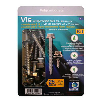 25 vis autoperceuse pour plaque polycarbonate