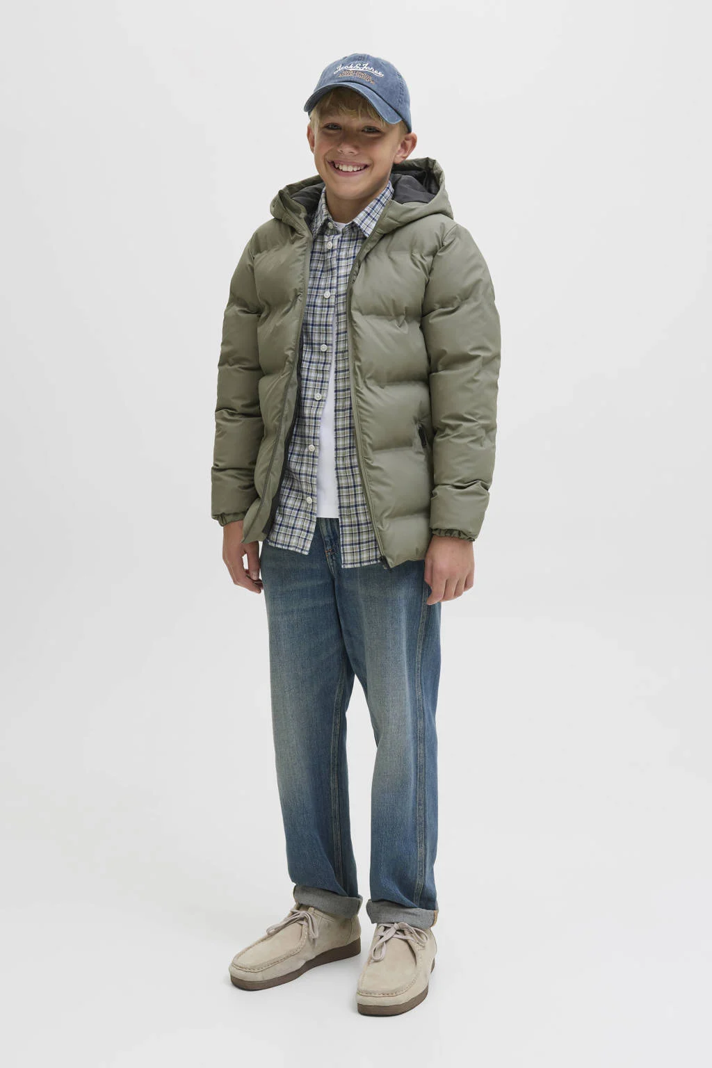 JACK & JONES JUNIOR gewatteerde jas olijfgroen