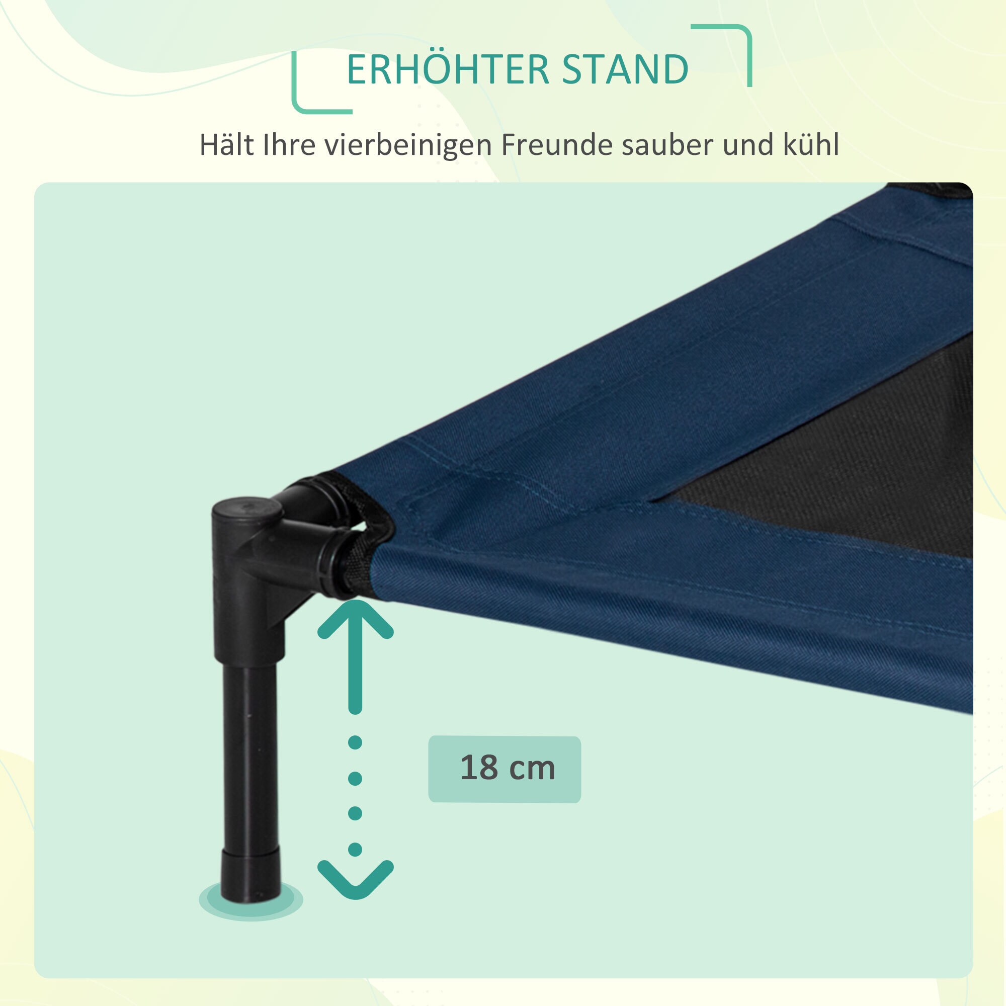 PawHut Hundebett erhöht und leicht zu reinigen blau 76,2L x 61B x 18H cm