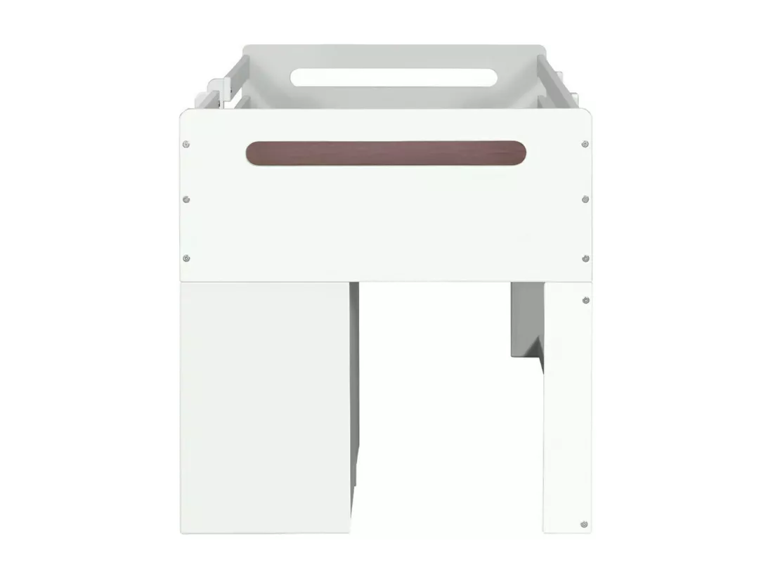 Lit mi-hauteur 90x190 cm bois massif blanc HOBY