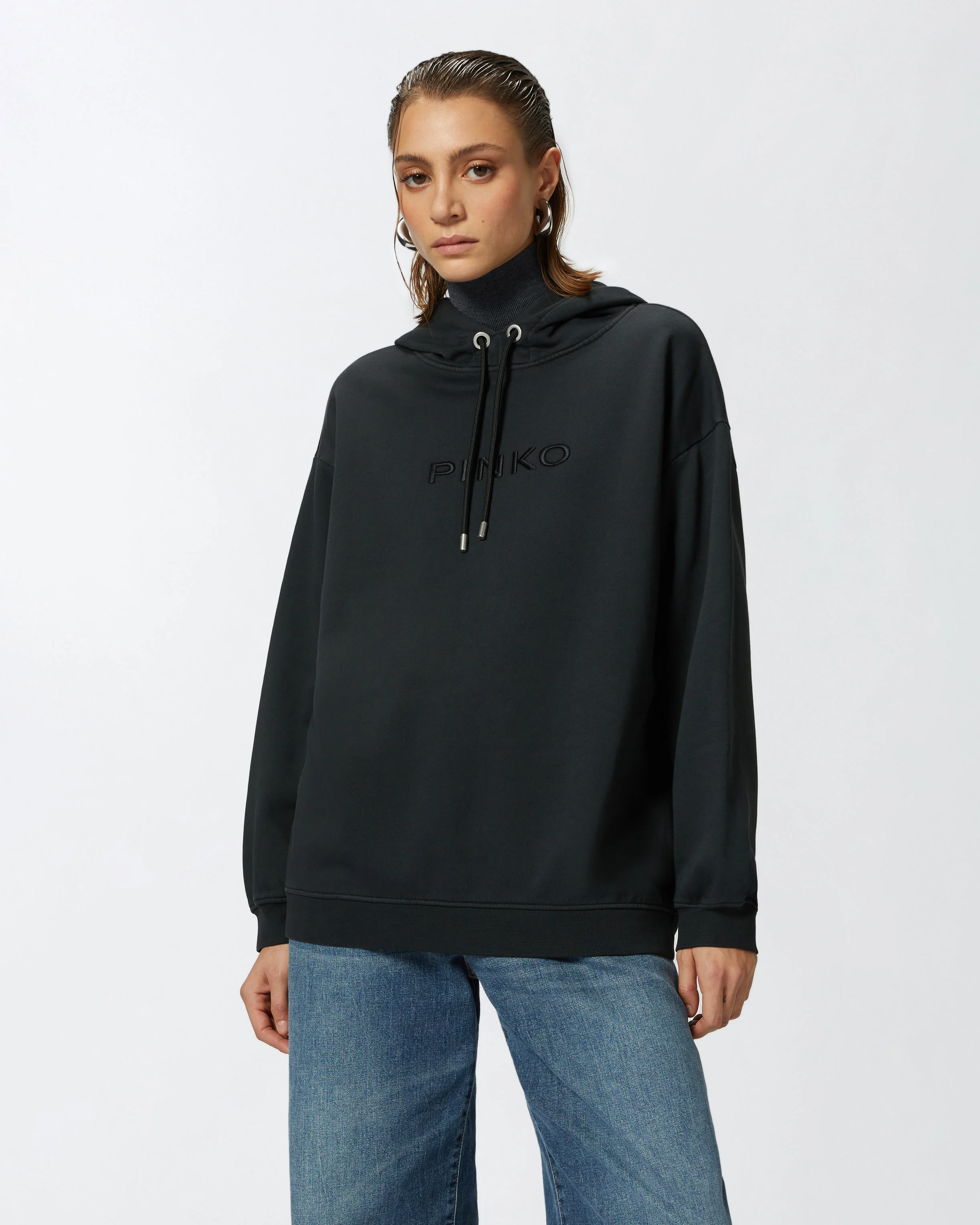 Sweat-shirt à capuche avec logo brodé | Noir