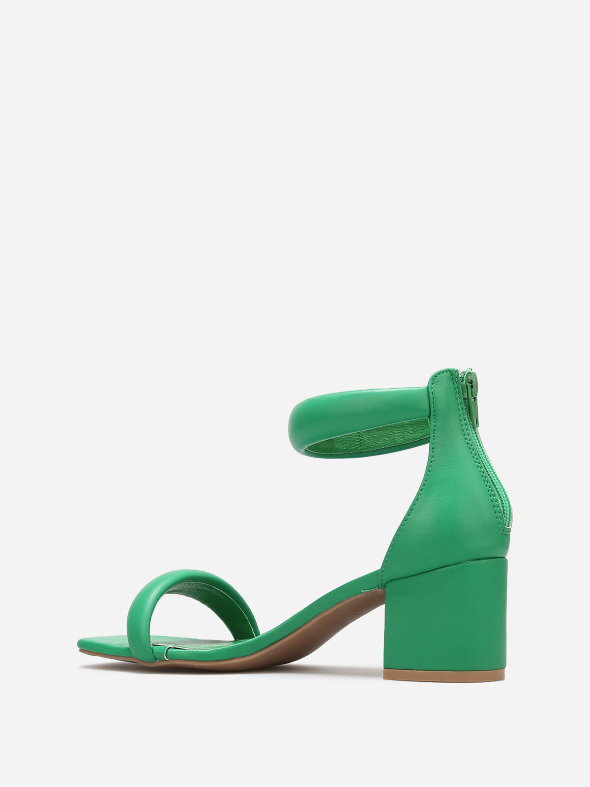 Sandales à brides matelassées et zip- Vert