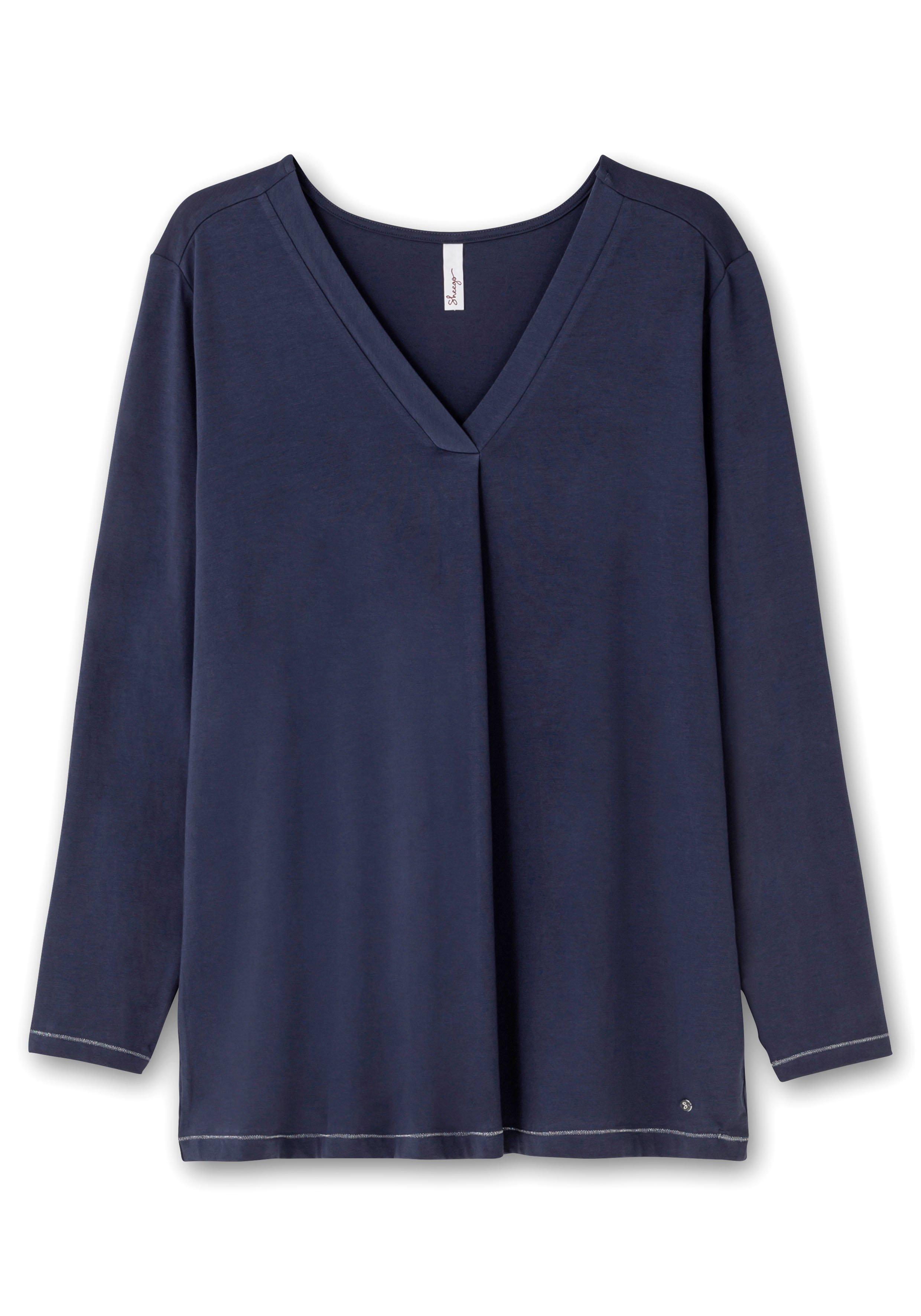 Langarmshirt in A-Linie, mit Falte vorn und Effektgarn