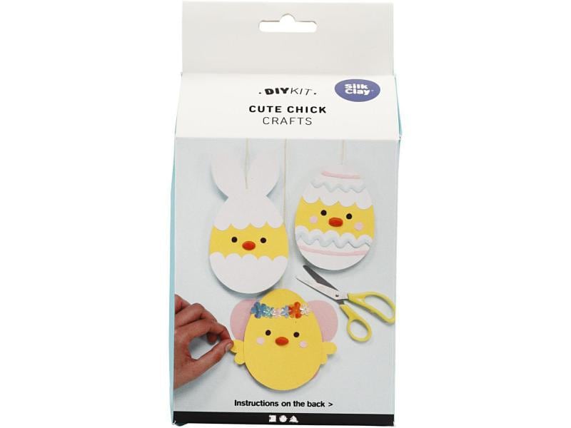 Creativ Company Bastelset Funny Easter Friends 1 Stück, Gel Osterhase und Osterküken aus Papier