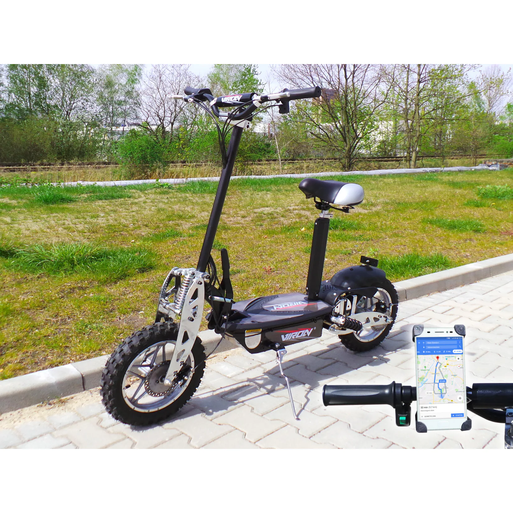 Viron E-Scooter 1000W mit Smartphone Halterung, schwarz