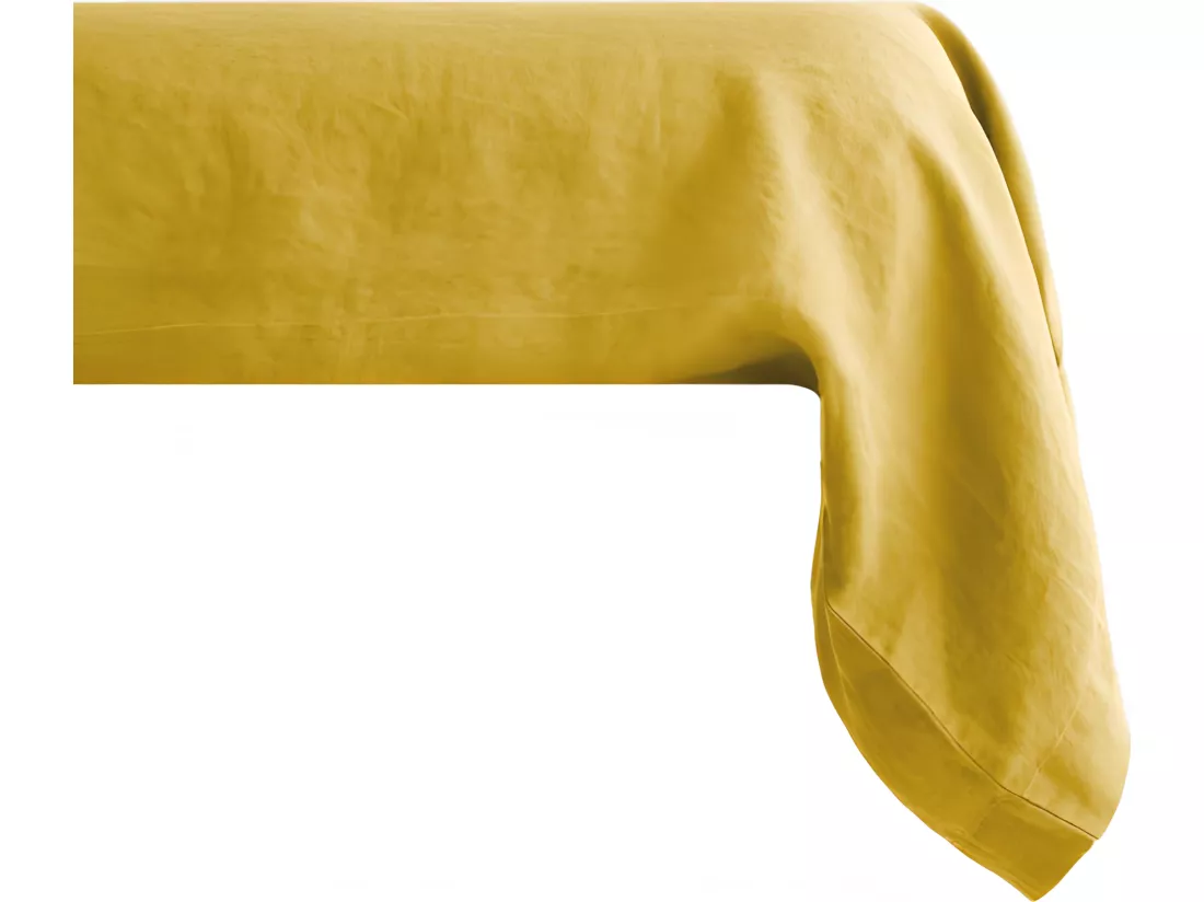 Taie de traversin Palace pur coton teint lavé, 63 fils/cm² Vent du sud - Palace Curry - 43 x 195 cm