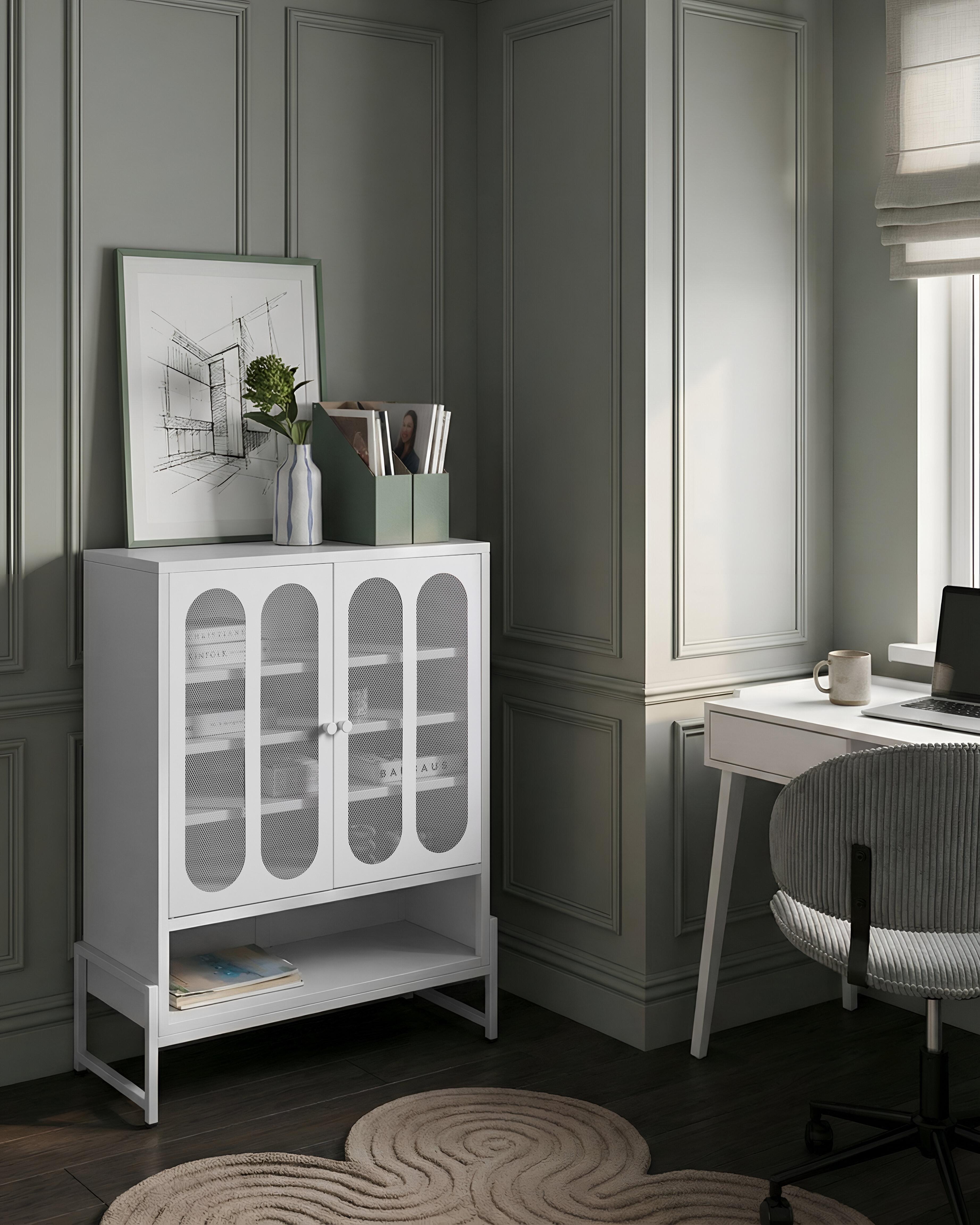 Dressoir met 2 deuren SOLETTA Metaal Wit