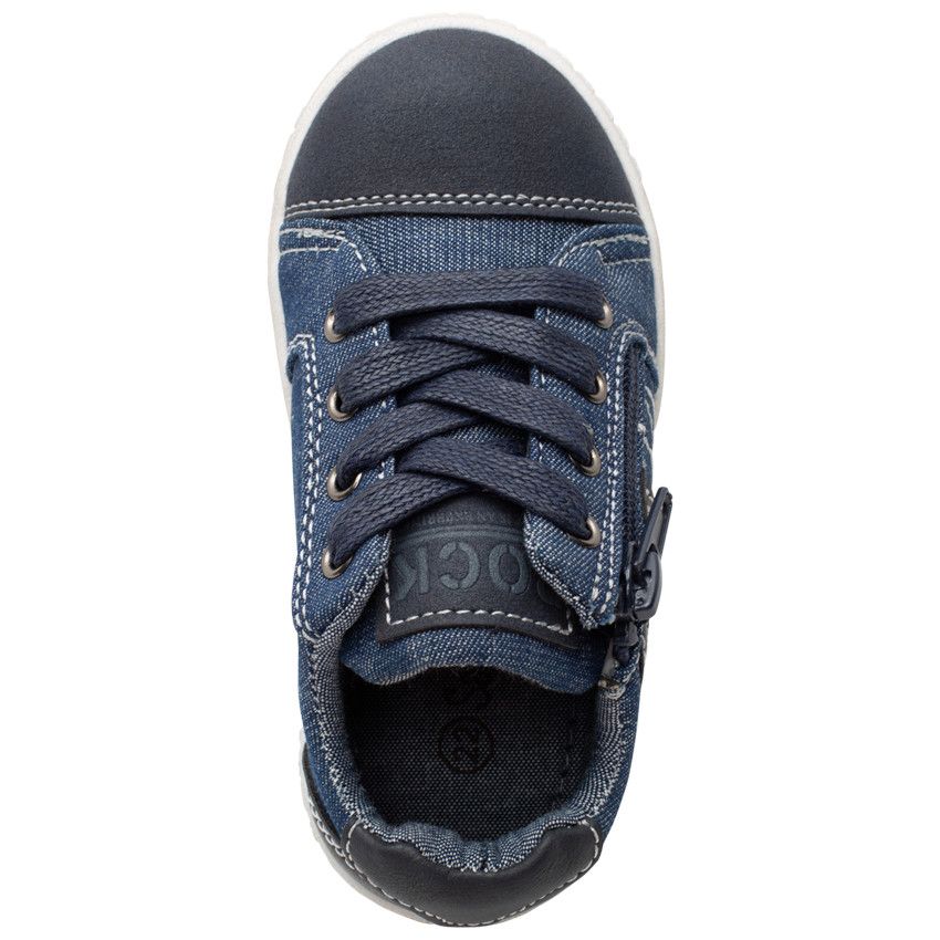 Baskets en jean à lacets et zip - Bleu