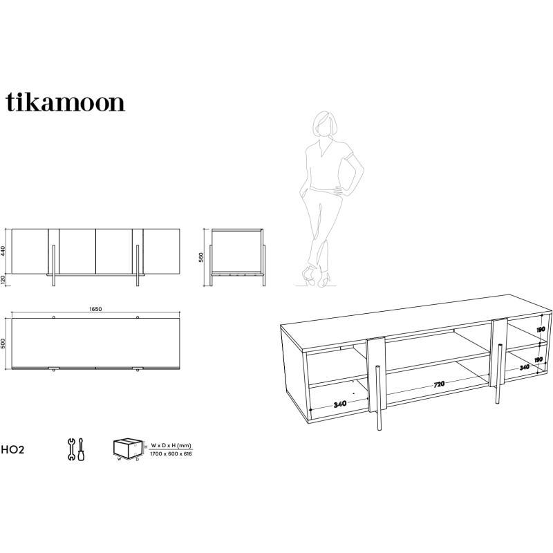 Buffet bas en teck massif L 165 cm Honorine