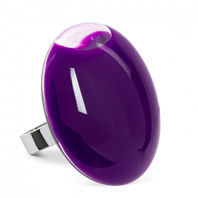Bague en verre soufflé - Galet Giga Milk