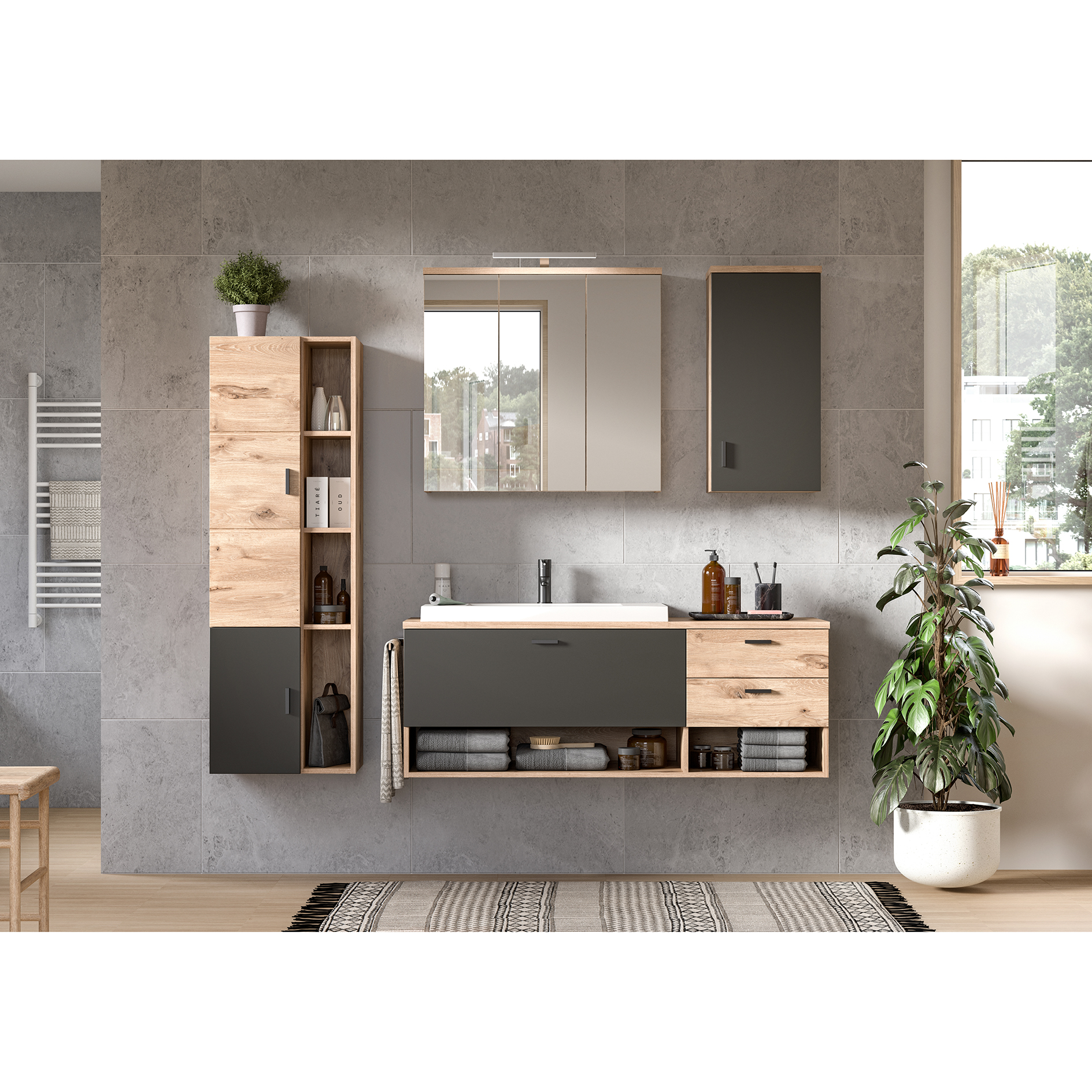 Hängeschrank GRADO - Nox Oak-grau - 37 cm breit