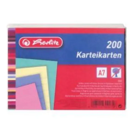Herlitz Karteikarten bunt, A7, liniert, 200 Stück