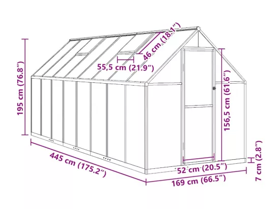 Serre tente abri plante aluminium argenté 445 x 169 x 195 cm 02_0044525