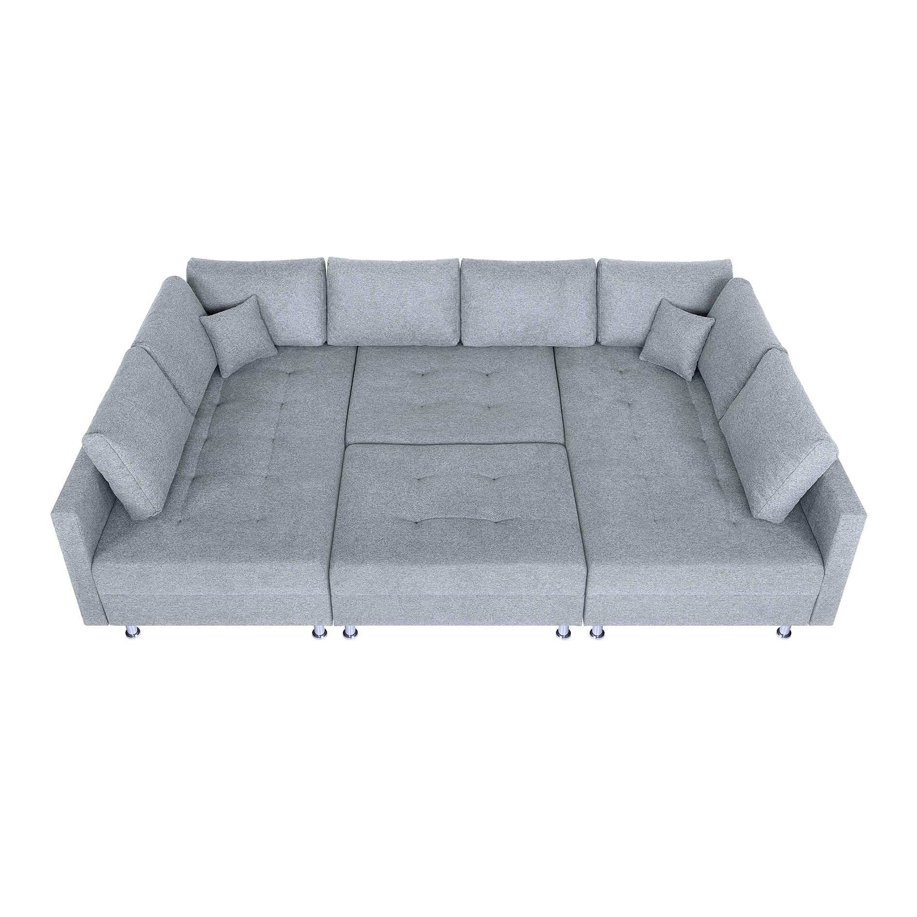 Wohnlandschaft - silber - Strukturgewebe - Federkern