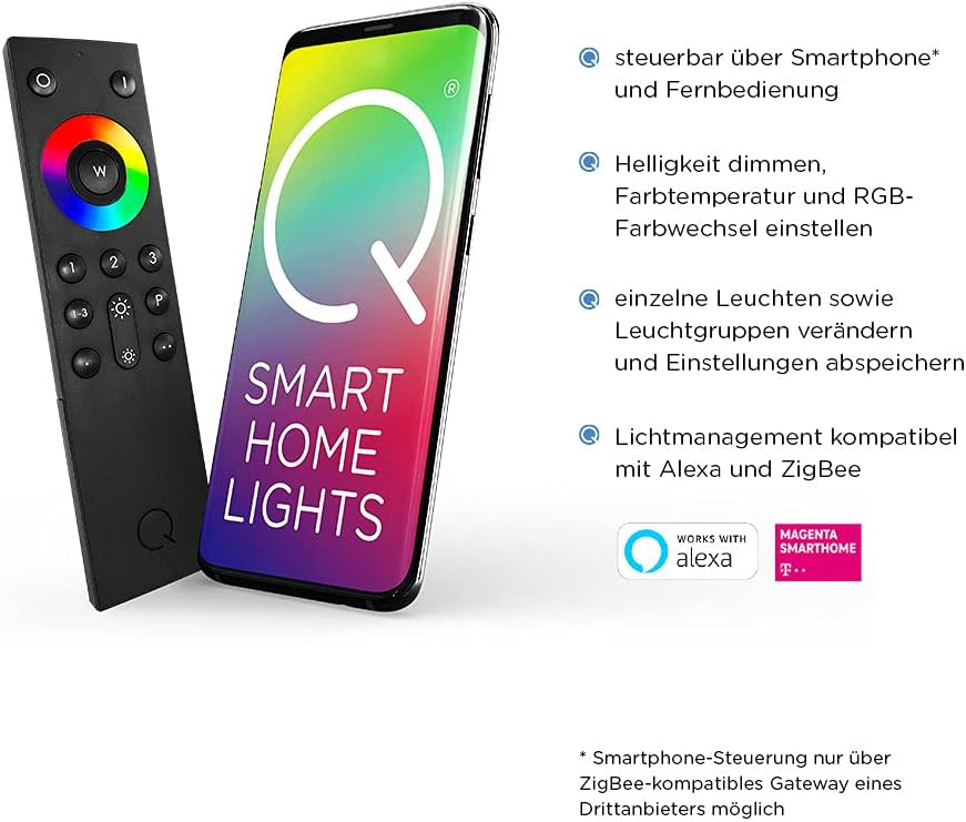 Paul Neuhaus Q-VITO LED Pendelleuchte, Works with Alexa - Smart Home, Fernbedienung CCT warmeiß - kaltweiß (59cm Anthrazit)…
