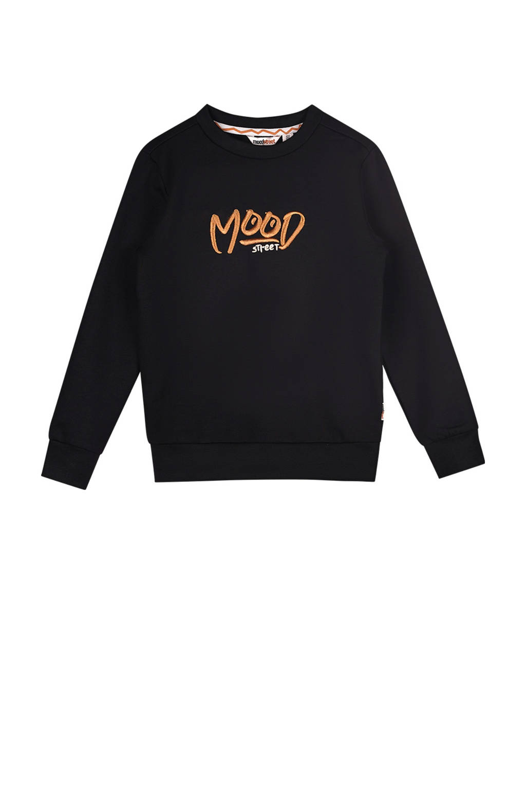 Moodstreet gebreide sweater Sev met printopdruk zwart