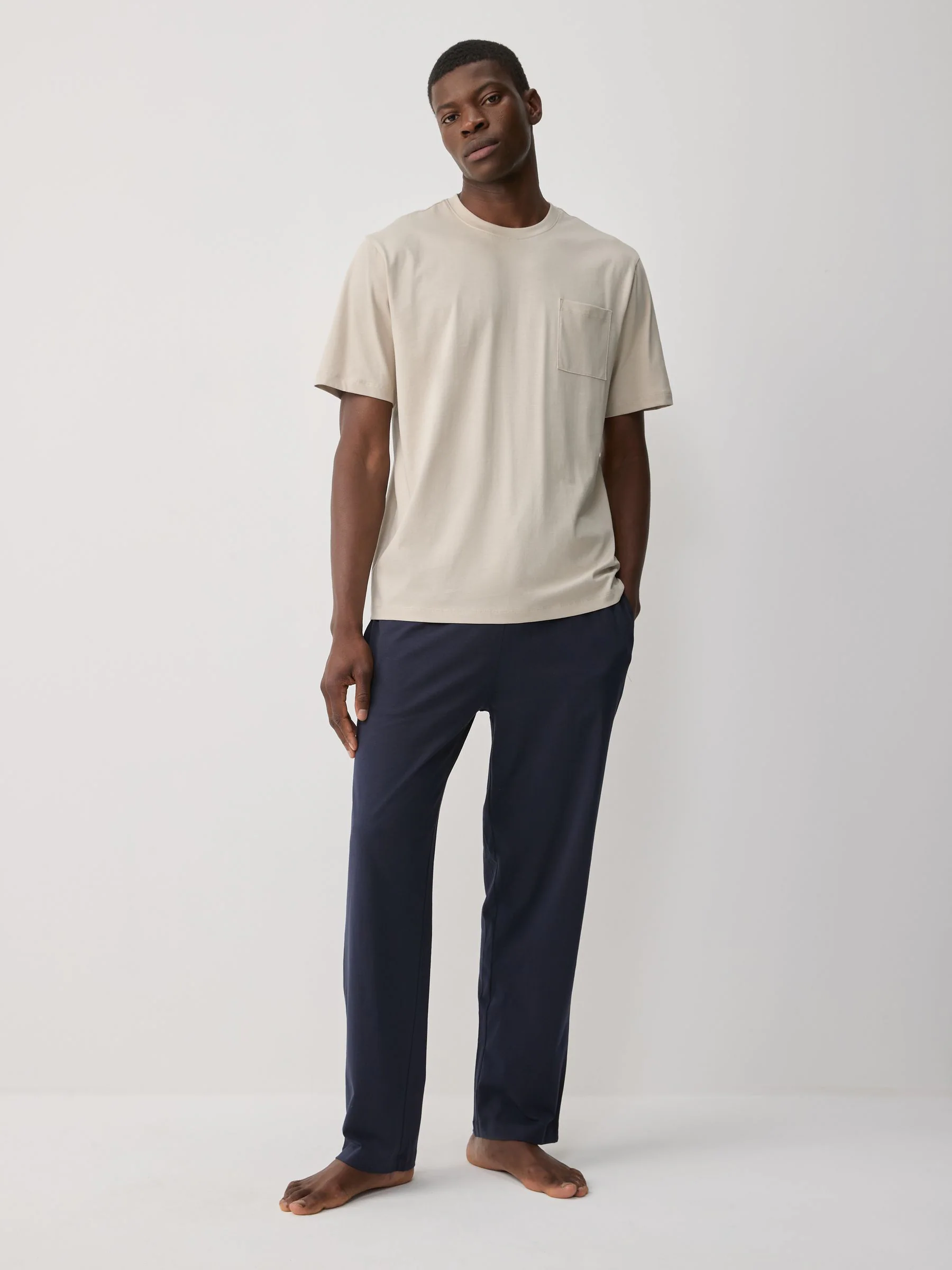 Navy Blue/Light Grey - Open Hem Pyjama Bottoms Set 2 Pack