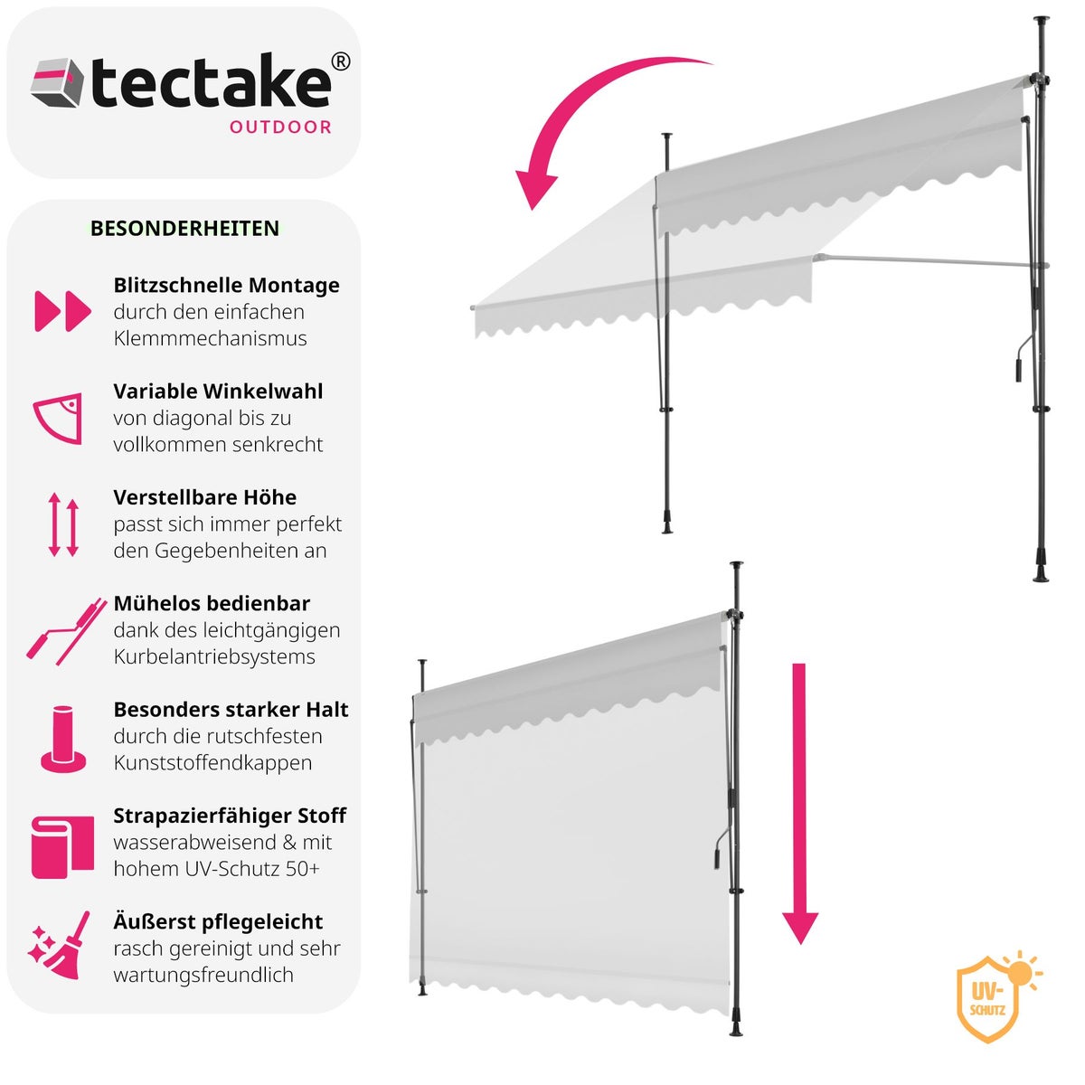 tectake klemluifel met handzwengel, eenvoudige montage