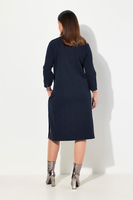 Sweatkleid, A-Linie, V-Ausschnitt, 3/4-Arm, Taschen