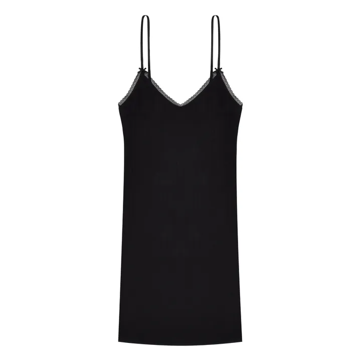 Cou Cou Intimates Robe Cami Pointelle Coton Bio | Noir